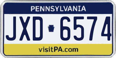 PA license plate JXD6574