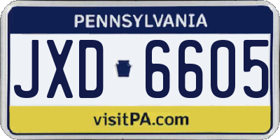 PA license plate JXD6605