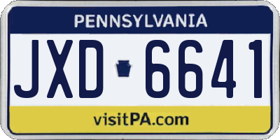PA license plate JXD6641