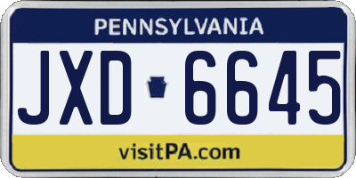 PA license plate JXD6645