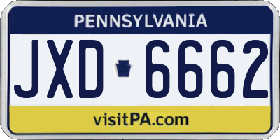 PA license plate JXD6662
