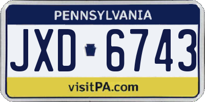 PA license plate JXD6743