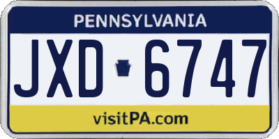 PA license plate JXD6747