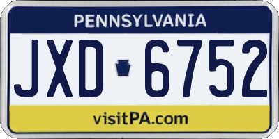 PA license plate JXD6752