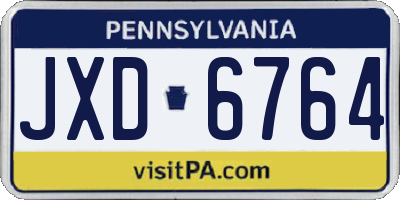 PA license plate JXD6764