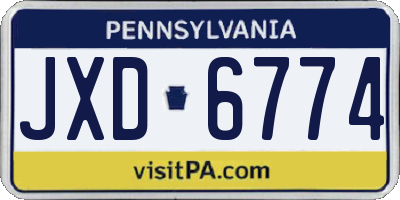 PA license plate JXD6774