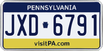 PA license plate JXD6791