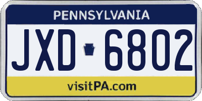 PA license plate JXD6802
