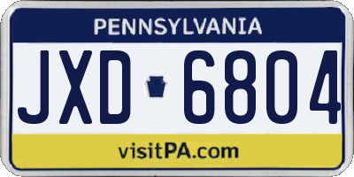 PA license plate JXD6804