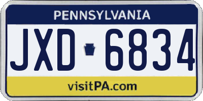 PA license plate JXD6834