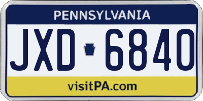 PA license plate JXD6840