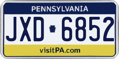 PA license plate JXD6852