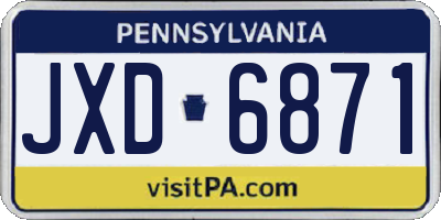 PA license plate JXD6871