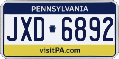 PA license plate JXD6892