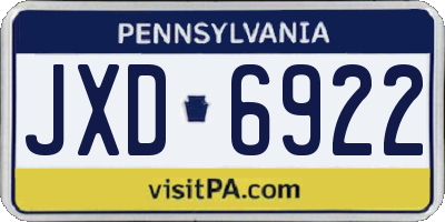 PA license plate JXD6922