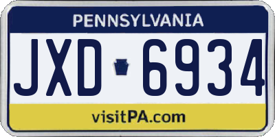 PA license plate JXD6934