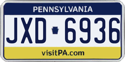 PA license plate JXD6936
