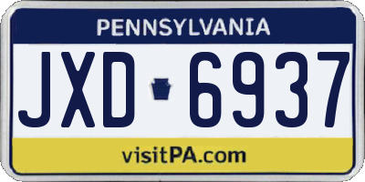 PA license plate JXD6937
