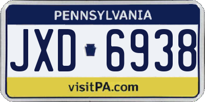 PA license plate JXD6938