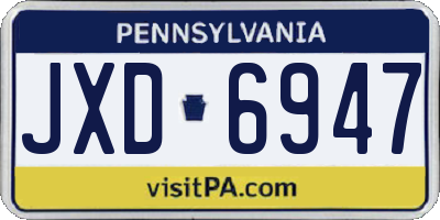 PA license plate JXD6947