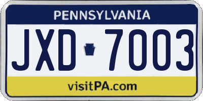PA license plate JXD7003