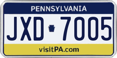 PA license plate JXD7005