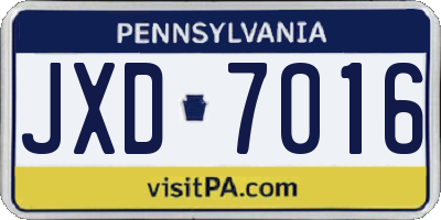 PA license plate JXD7016