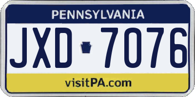 PA license plate JXD7076