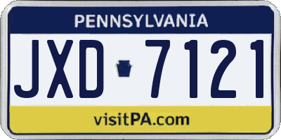 PA license plate JXD7121