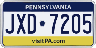 PA license plate JXD7205