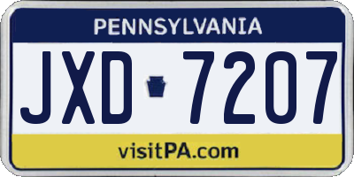 PA license plate JXD7207