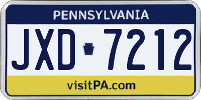 PA license plate JXD7212