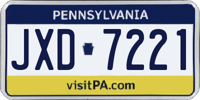 PA license plate JXD7221