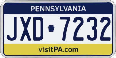 PA license plate JXD7232
