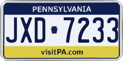 PA license plate JXD7233
