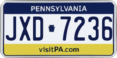PA license plate JXD7236