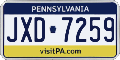 PA license plate JXD7259