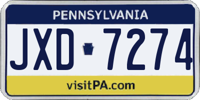 PA license plate JXD7274