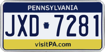 PA license plate JXD7281