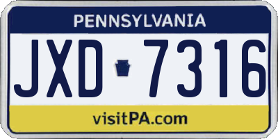 PA license plate JXD7316