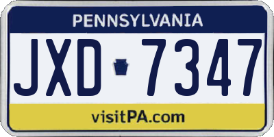 PA license plate JXD7347