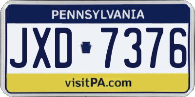 PA license plate JXD7376