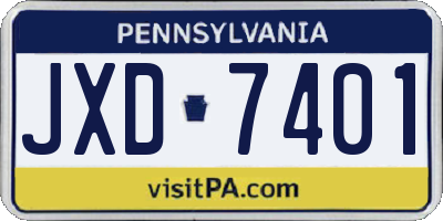 PA license plate JXD7401