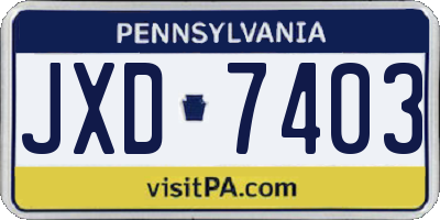 PA license plate JXD7403
