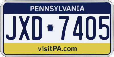 PA license plate JXD7405