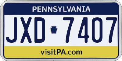 PA license plate JXD7407