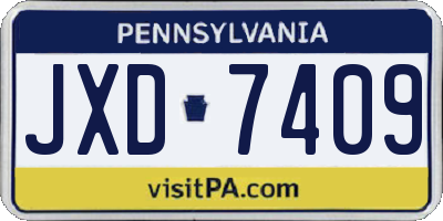 PA license plate JXD7409