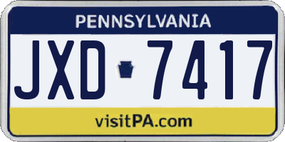 PA license plate JXD7417