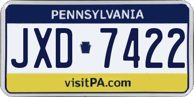 PA license plate JXD7422