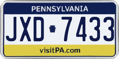 PA license plate JXD7433
